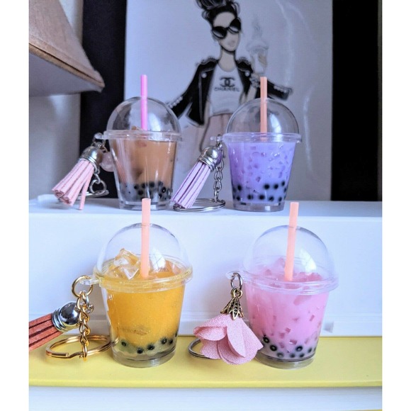 Boba Tea Keychain Milk Bubble Tea Keychain Resin - Picture 1 of 11